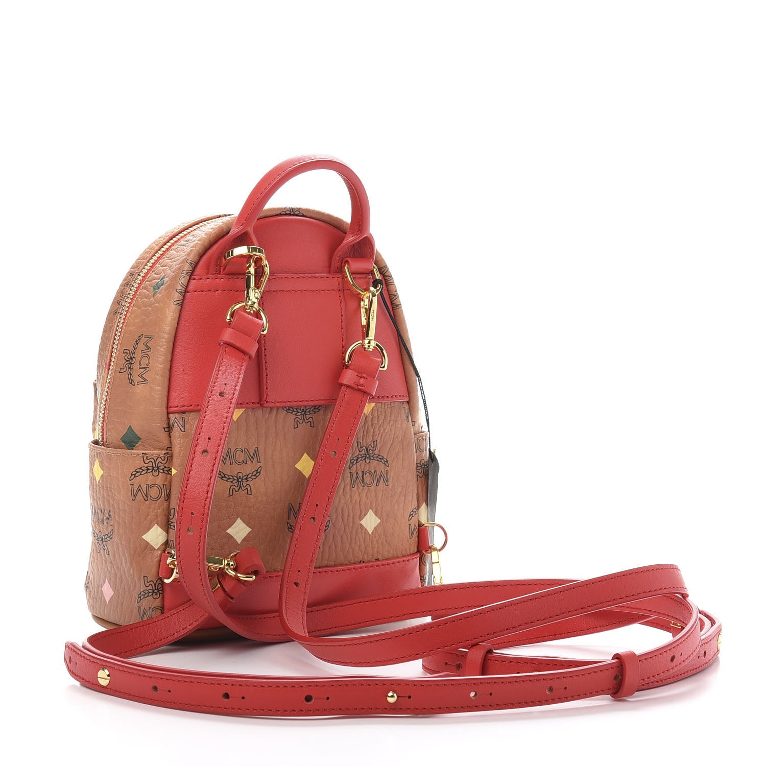 MCM Skyoptic Visetos X-Mini Stark Bebe Boo Backpack Cognac 2 of 8