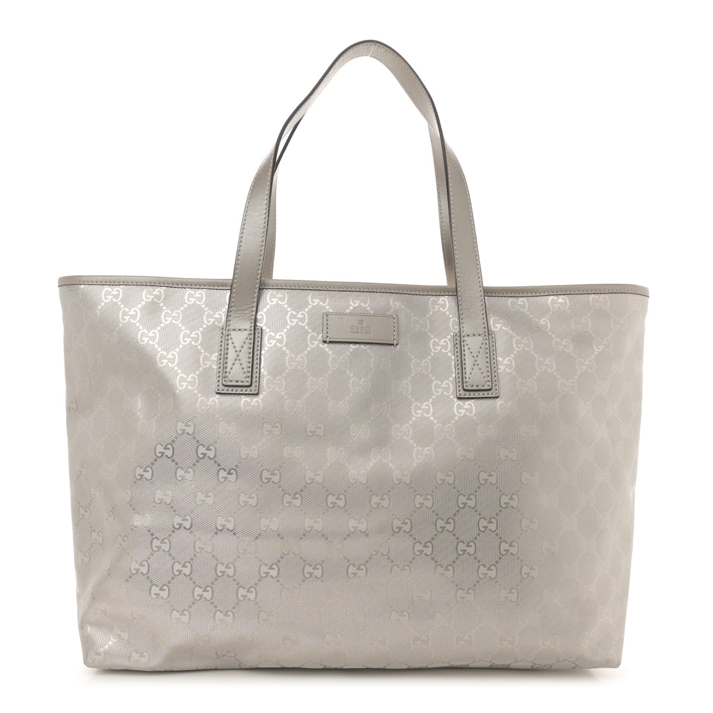 Imprime Monogram Medium Zippered Shopping Tote Silver