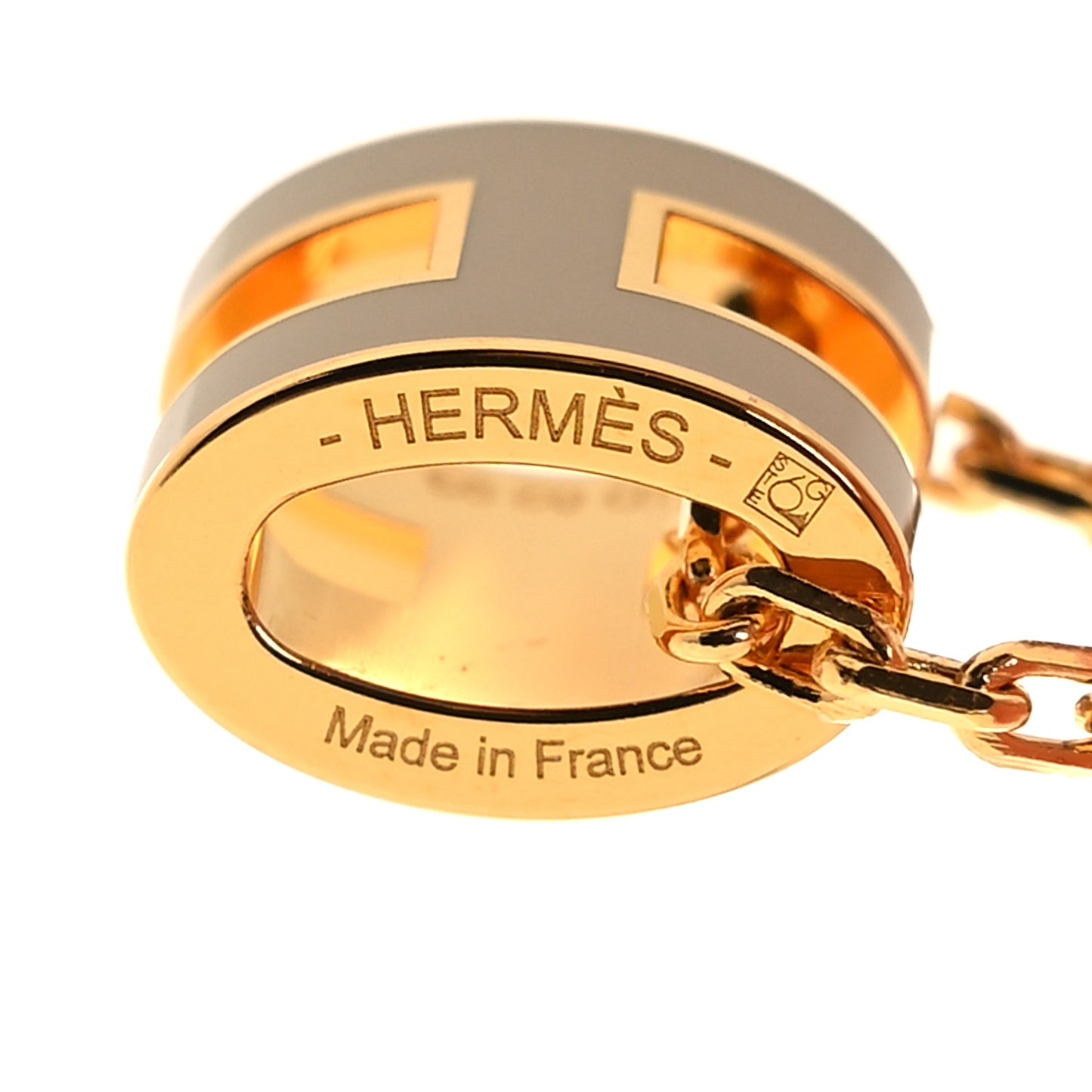 Lacquered Gold Mini Pop H Pendant Necklace Marron Glace