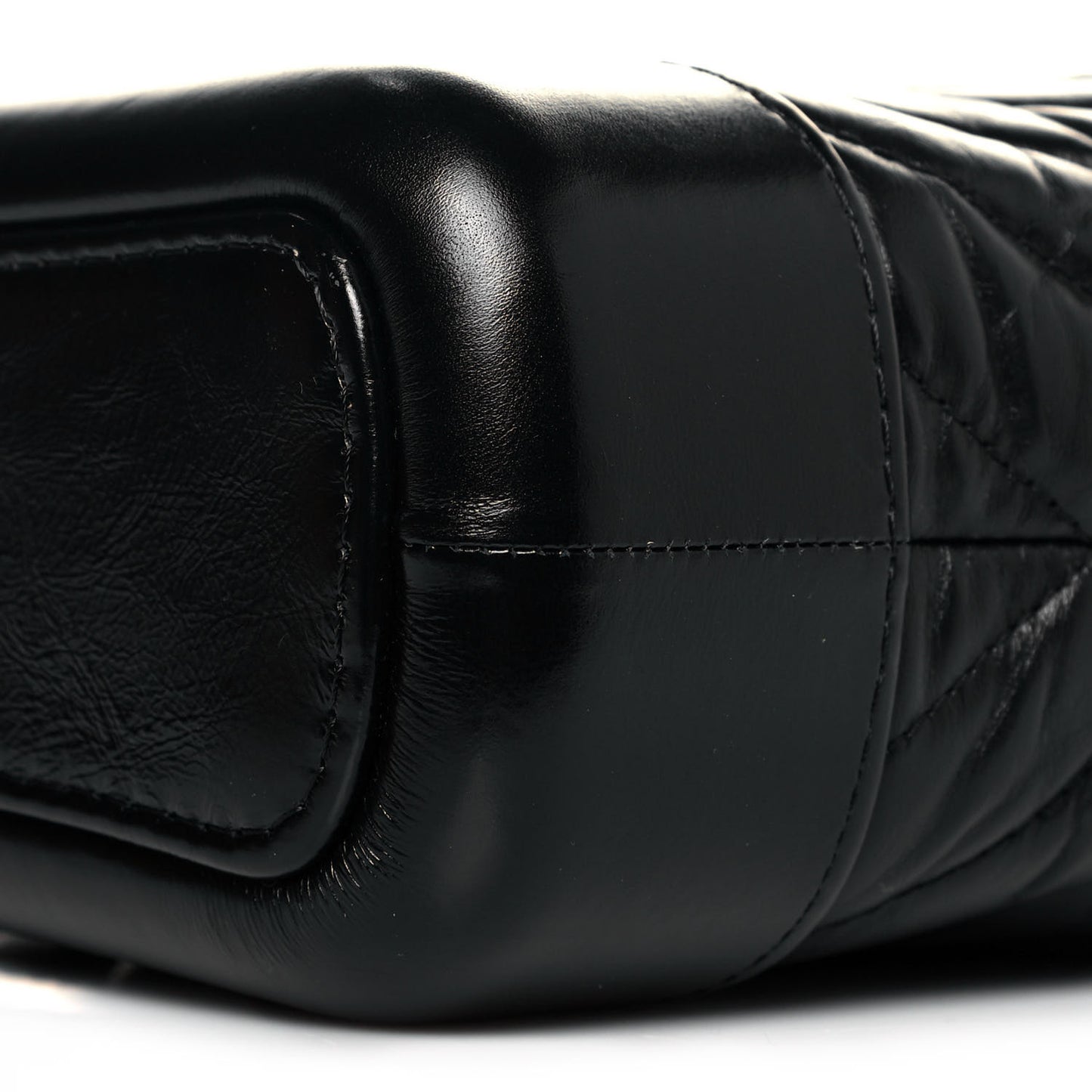 Aged Calfskin Chevron Quilted Small Gabrielle Hobo Black