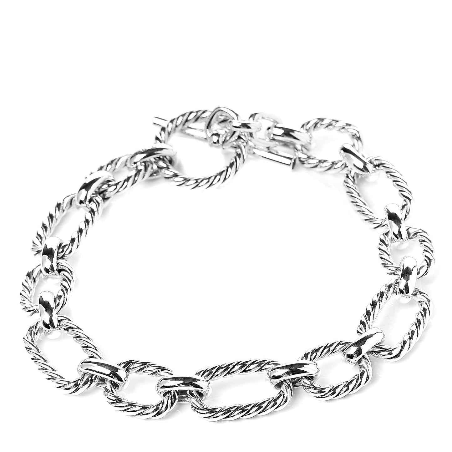 Sterling Silver Blue Sapphire 9.5mm Cushion Link Bracelet