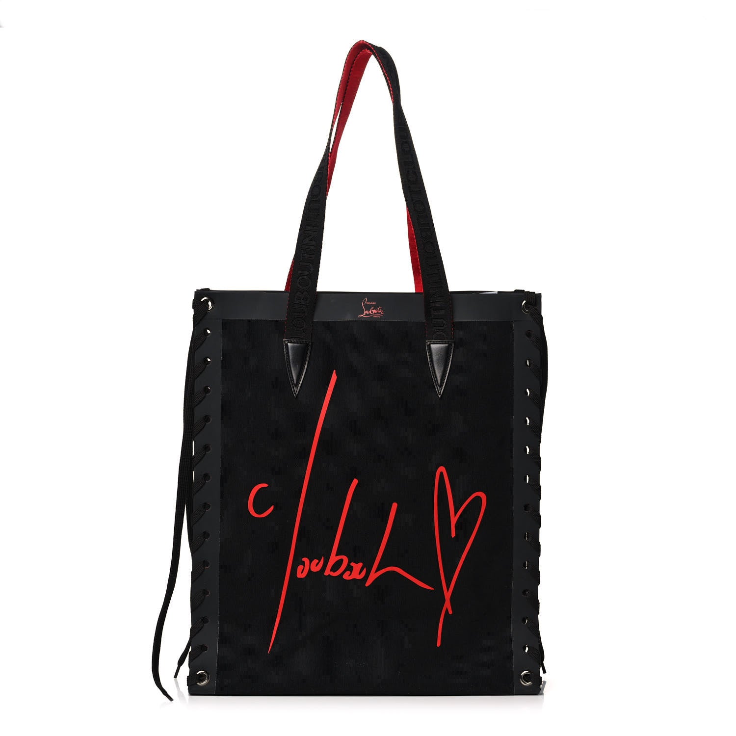 Christian Louboutin Braided Canvas Small Cabalace Shopper Tote Black 1 of 12