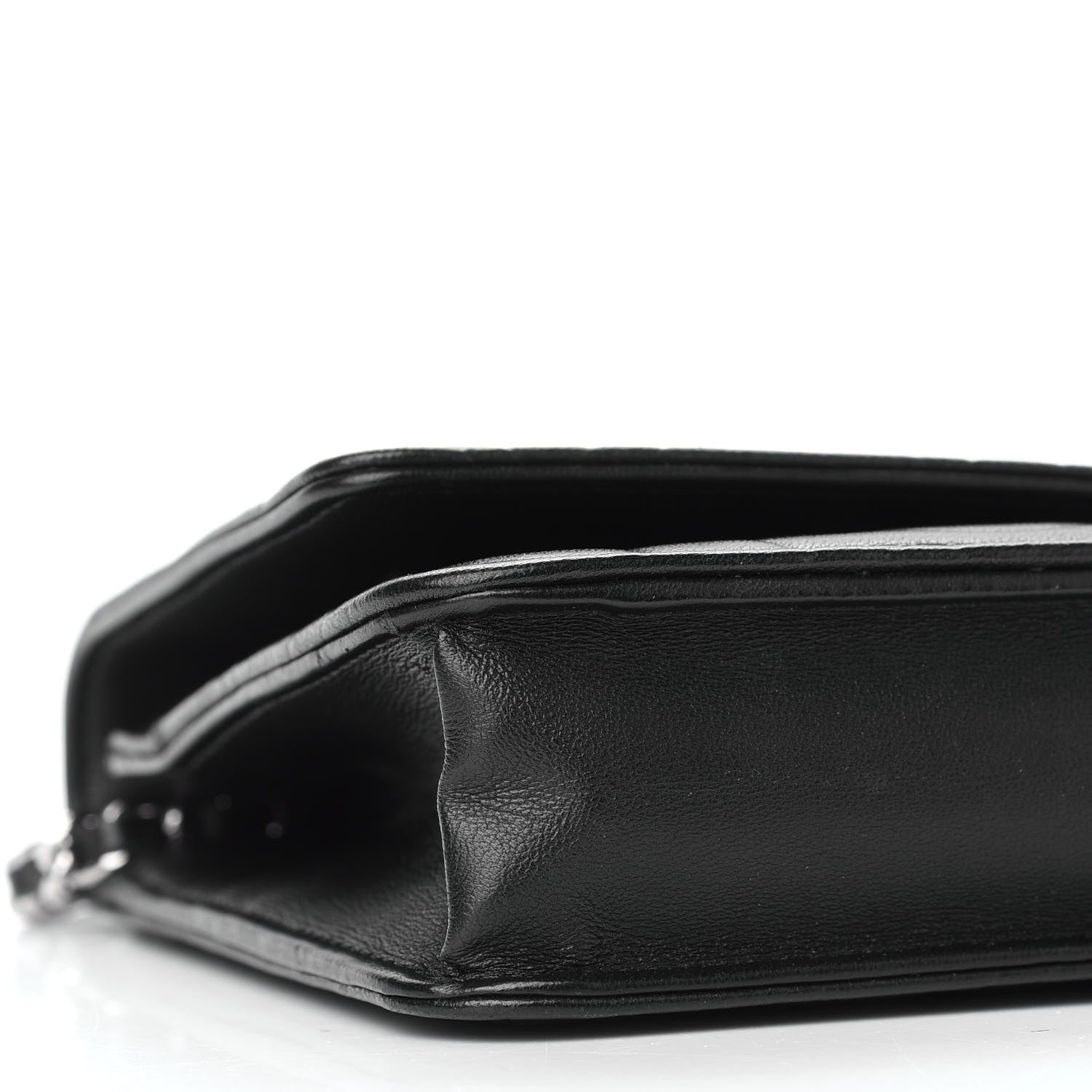 Chanel Lambskin Camellia Embossed Wallet on Chain WOC Black 8 of 9