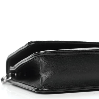 Chanel Lambskin Camellia Embossed Wallet on Chain WOC Black 8 of 9