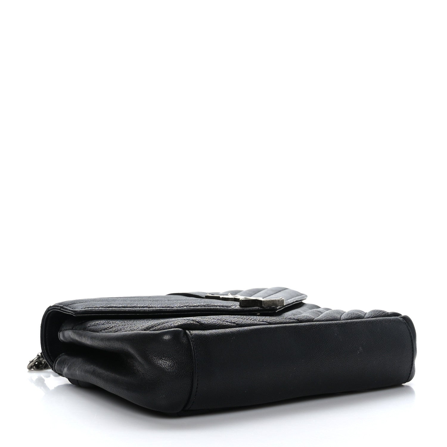 Saint Laurent Sheepskin Matelasse Chevron Monogram Medium College Bag Black 4 of 9