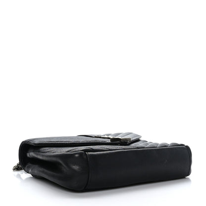 Saint Laurent Sheepskin Matelasse Chevron Monogram Medium College Bag Black 4 of 9