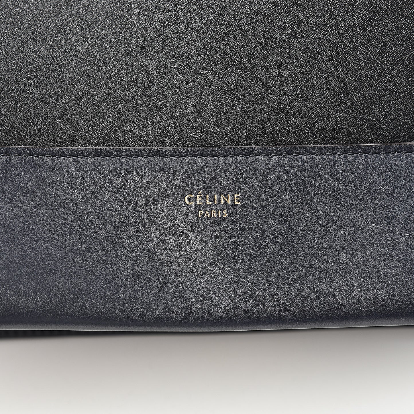 Shiny Smooth Calfskin Medium Frame Shoulder Bag Black Navy