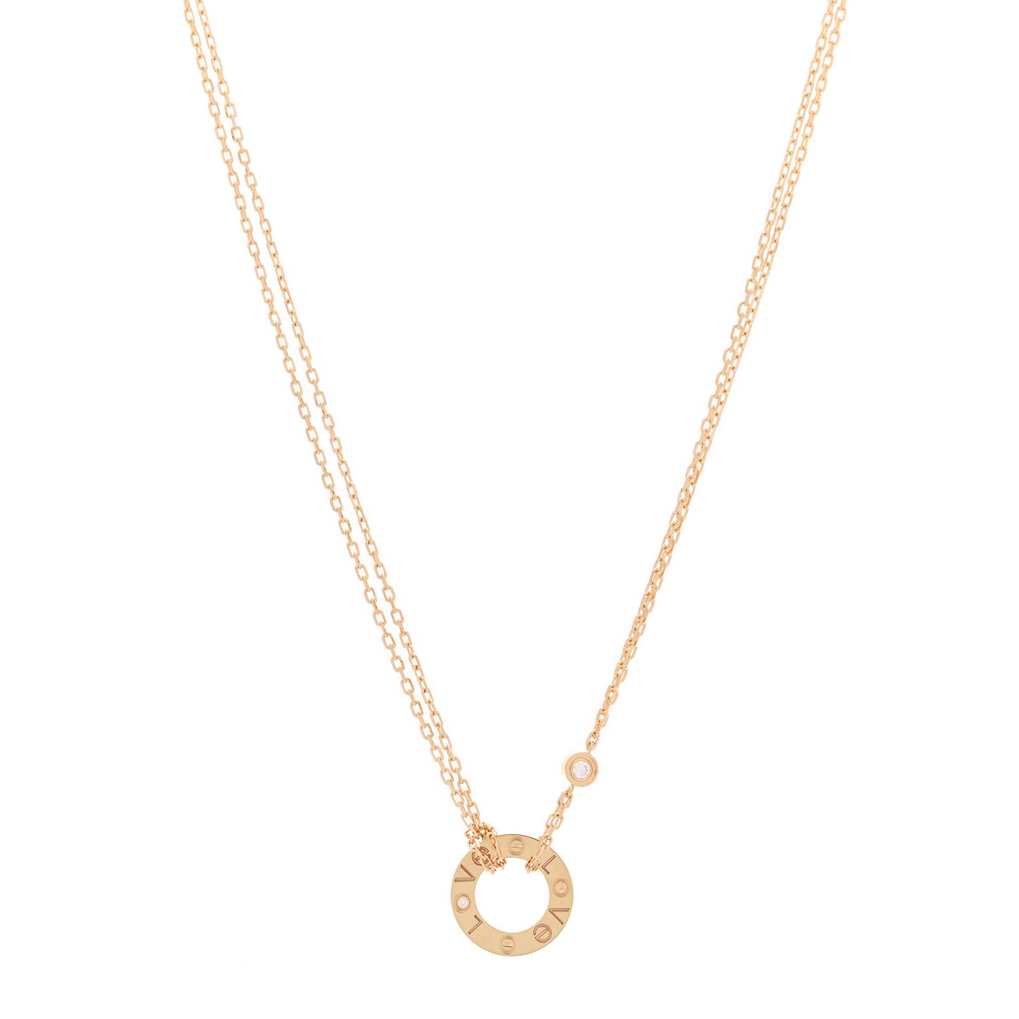 18K Yellow Gold 2 Diamond LOVE Necklace
