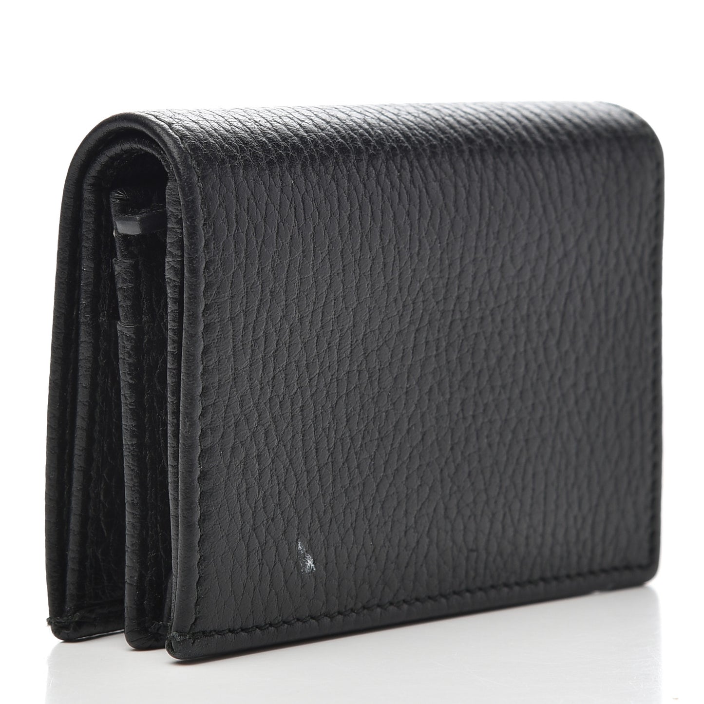 Pebbled Calfskin Butterfly Card Case Black