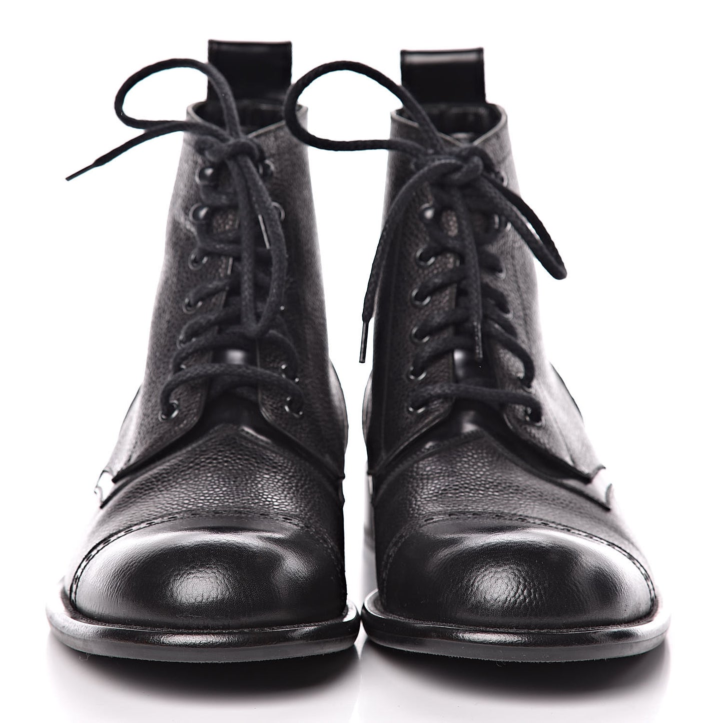Calfskin Grained Winter Feel Ankle Boots 9 Black