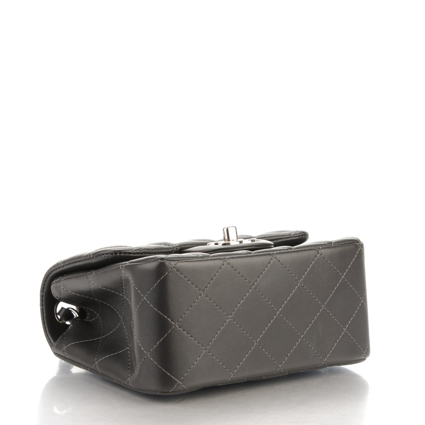 Lambskin Quilted Mini Square Flap Dark Grey