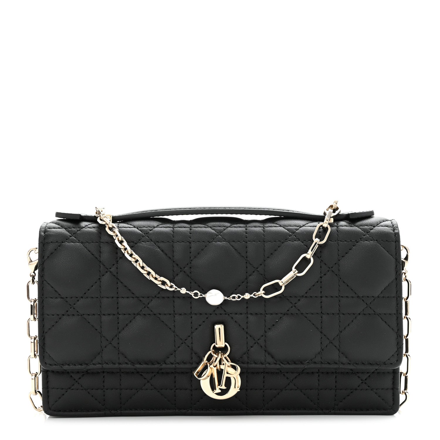 Christian Dior Lambskin Cannage Lady Dior Phone Pouch Black 1 of 11