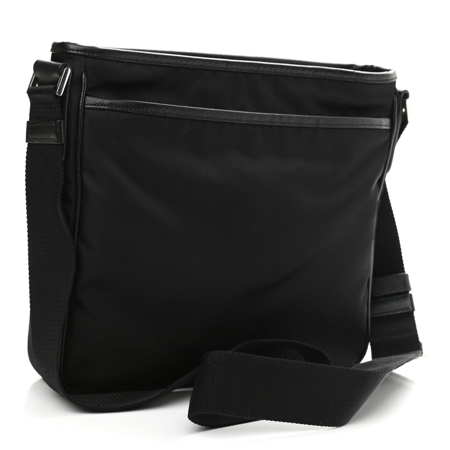 Tessuto Nylon Saffiano Flat Messenger Bag Black