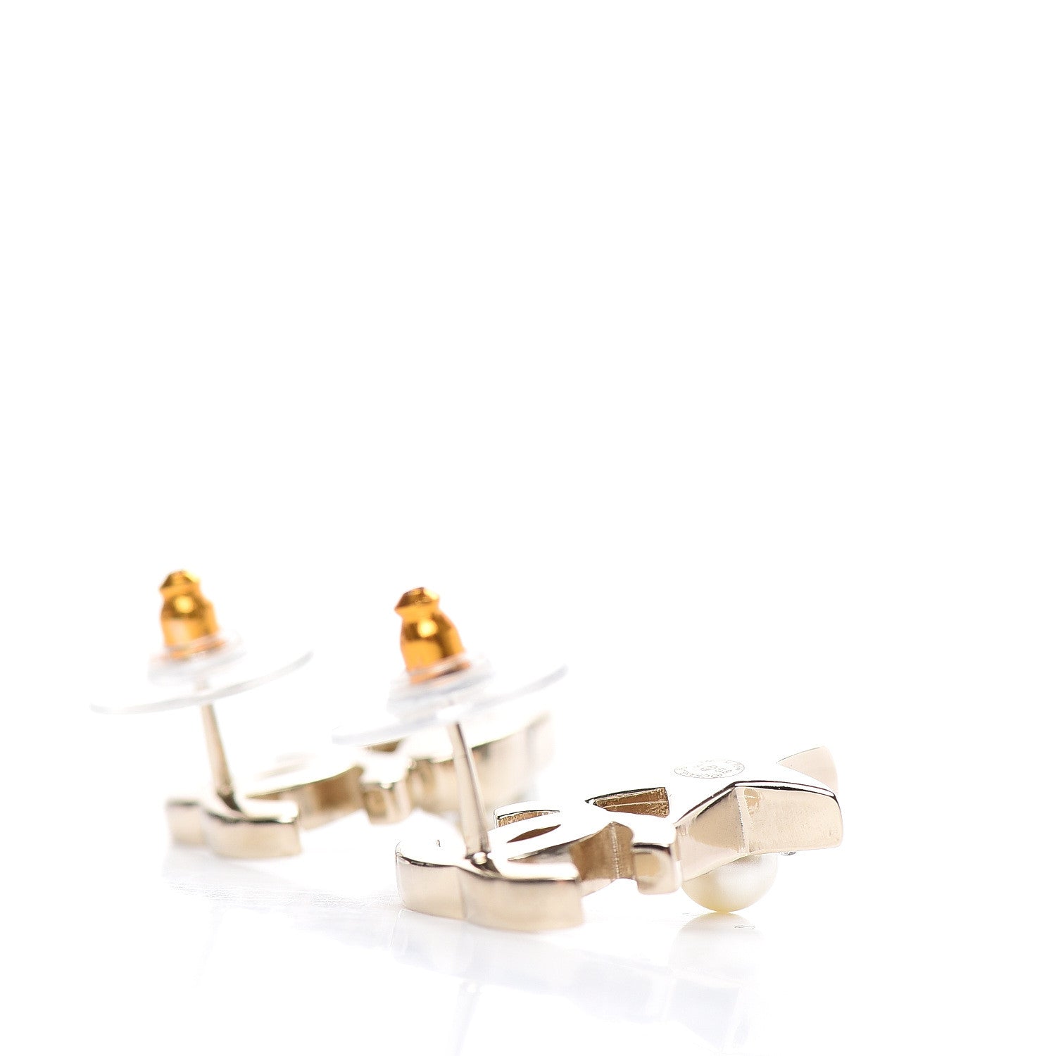Chanel Crystal Pearl Charming Winter CC Star Heart Earrings Gold 3 of 5