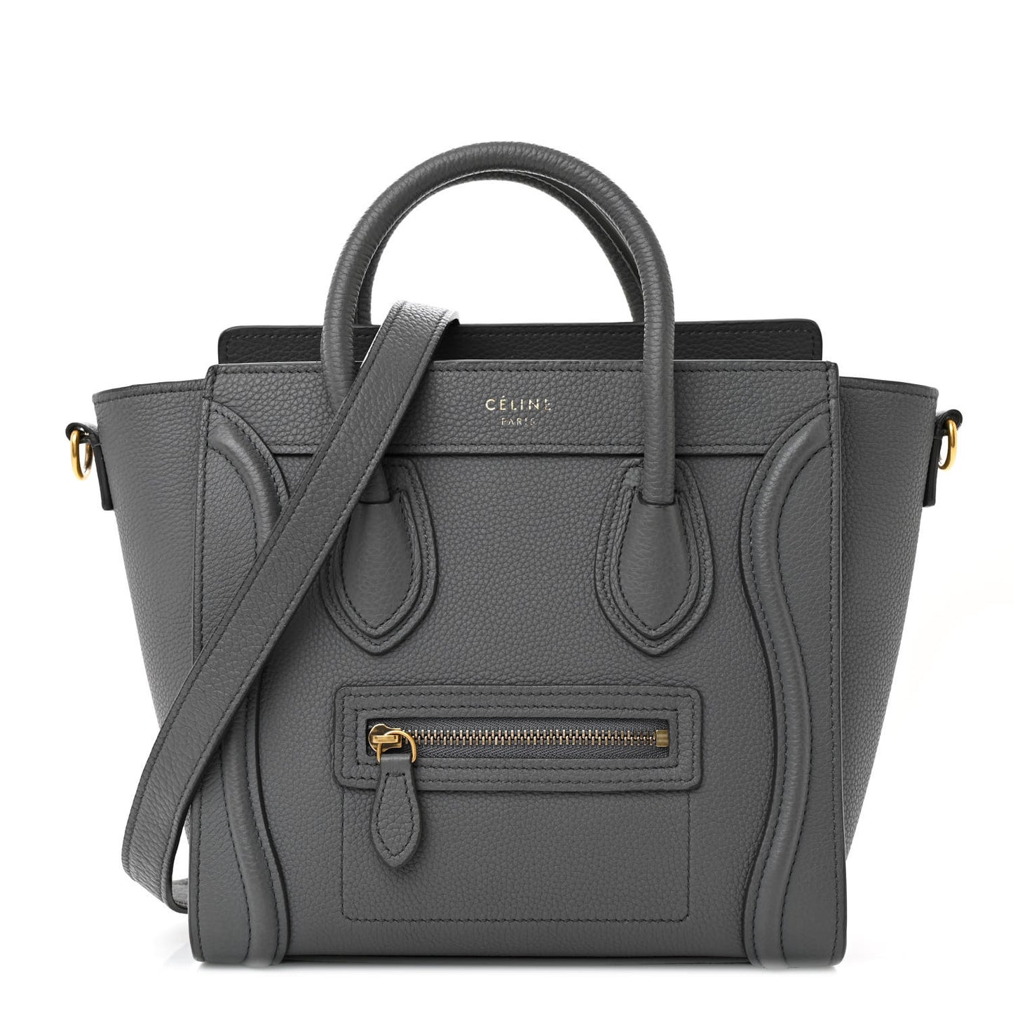 Drummed Calfskin Nano Luggage Kohl