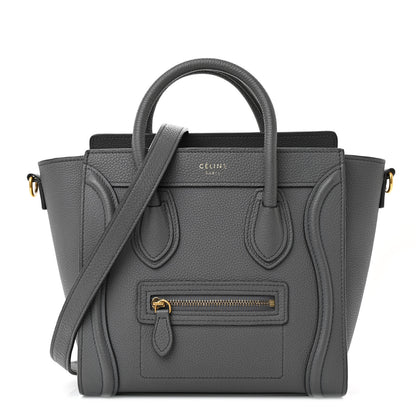 Celine Drummed Calfskin Nano Luggage Kohl 1 of 14