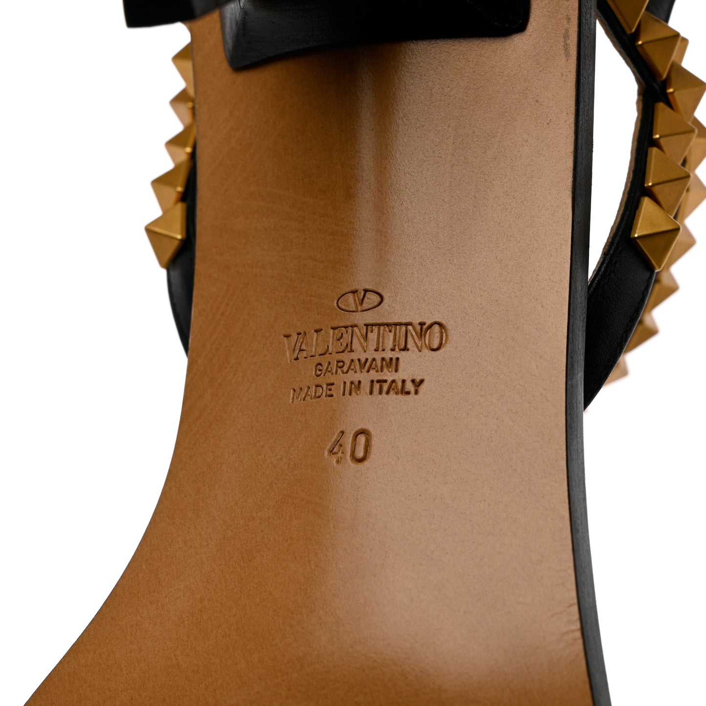 Calfskin Rockstud No Limit Mid-Heel Sandals 40 Black