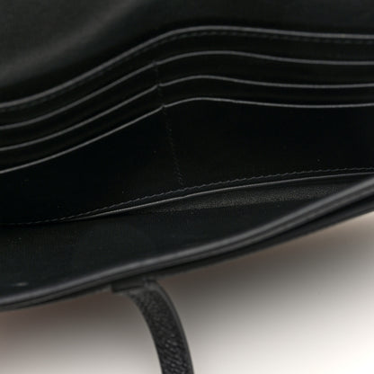 Christian Dior Grained Calfskin Saddle Chain Wallet Pouch Black 6 of 10