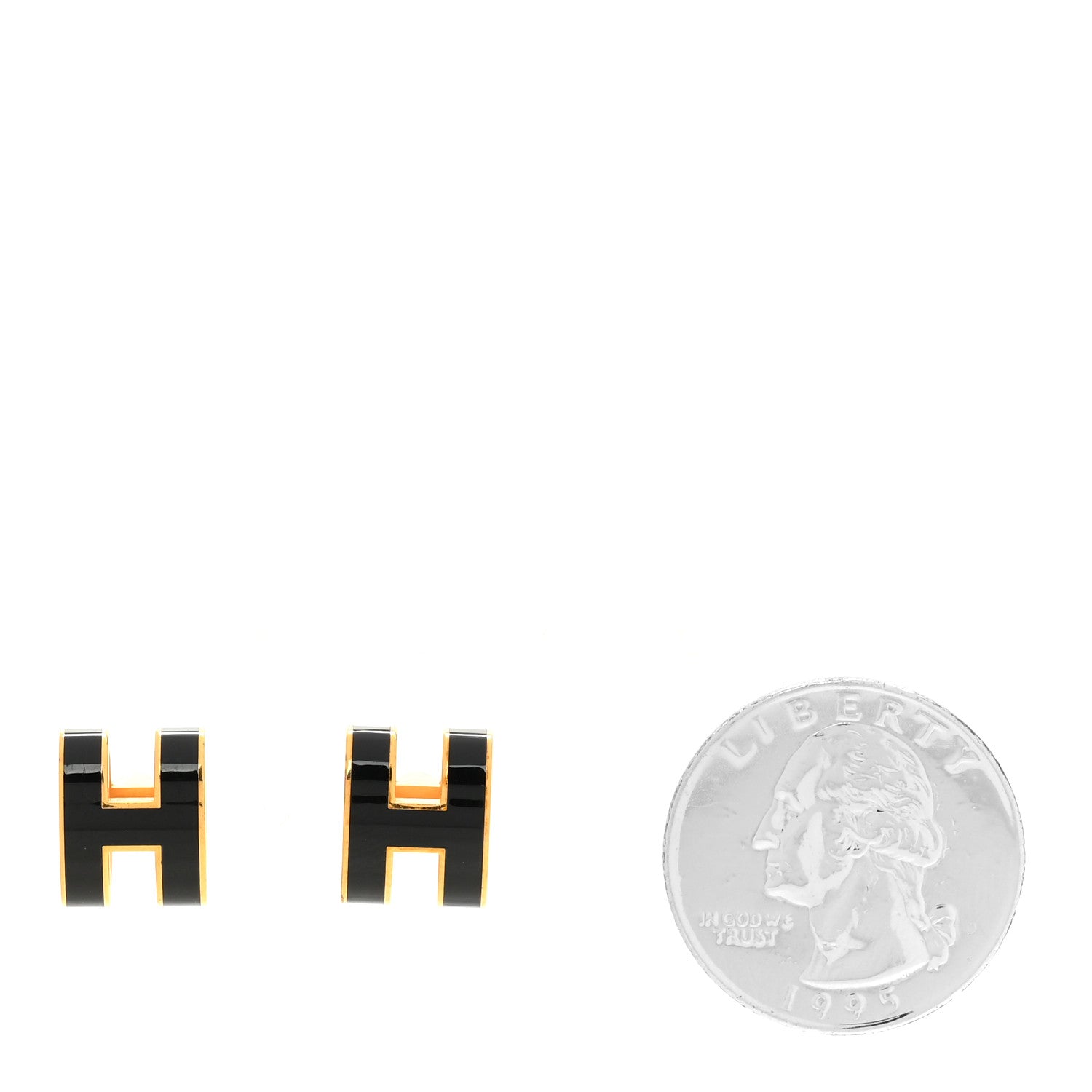 Hermes Gold Lacquered Pop H Earrings Black 2 of 5
