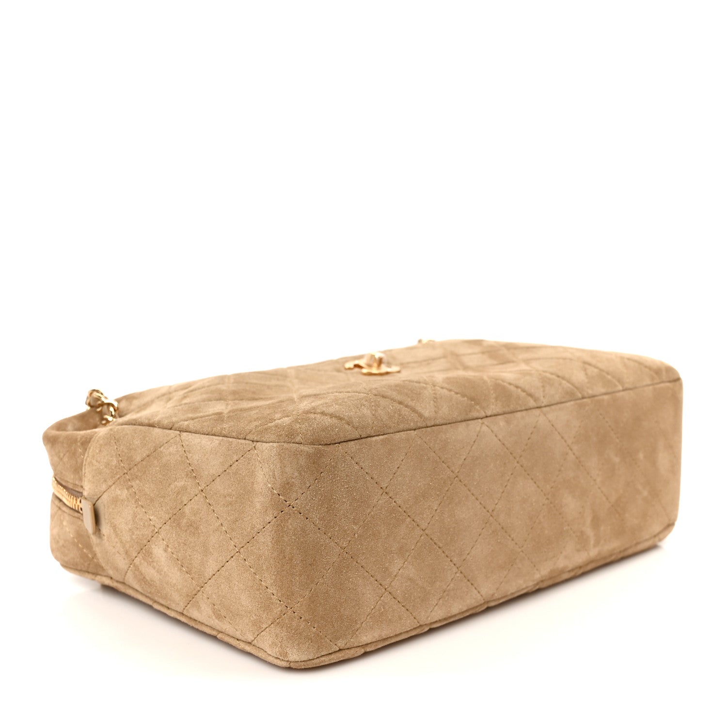 Chanel Suede Quilted Camerissimo Camera Case Dark Beige 4 of 11