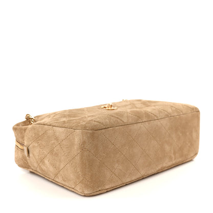 Chanel Suede Quilted Camerissimo Camera Case Dark Beige 4 of 11