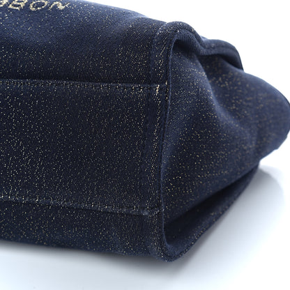 Chanel Lurex Canvas Small Deauville Tote Navy Blue Gold 9 of 9