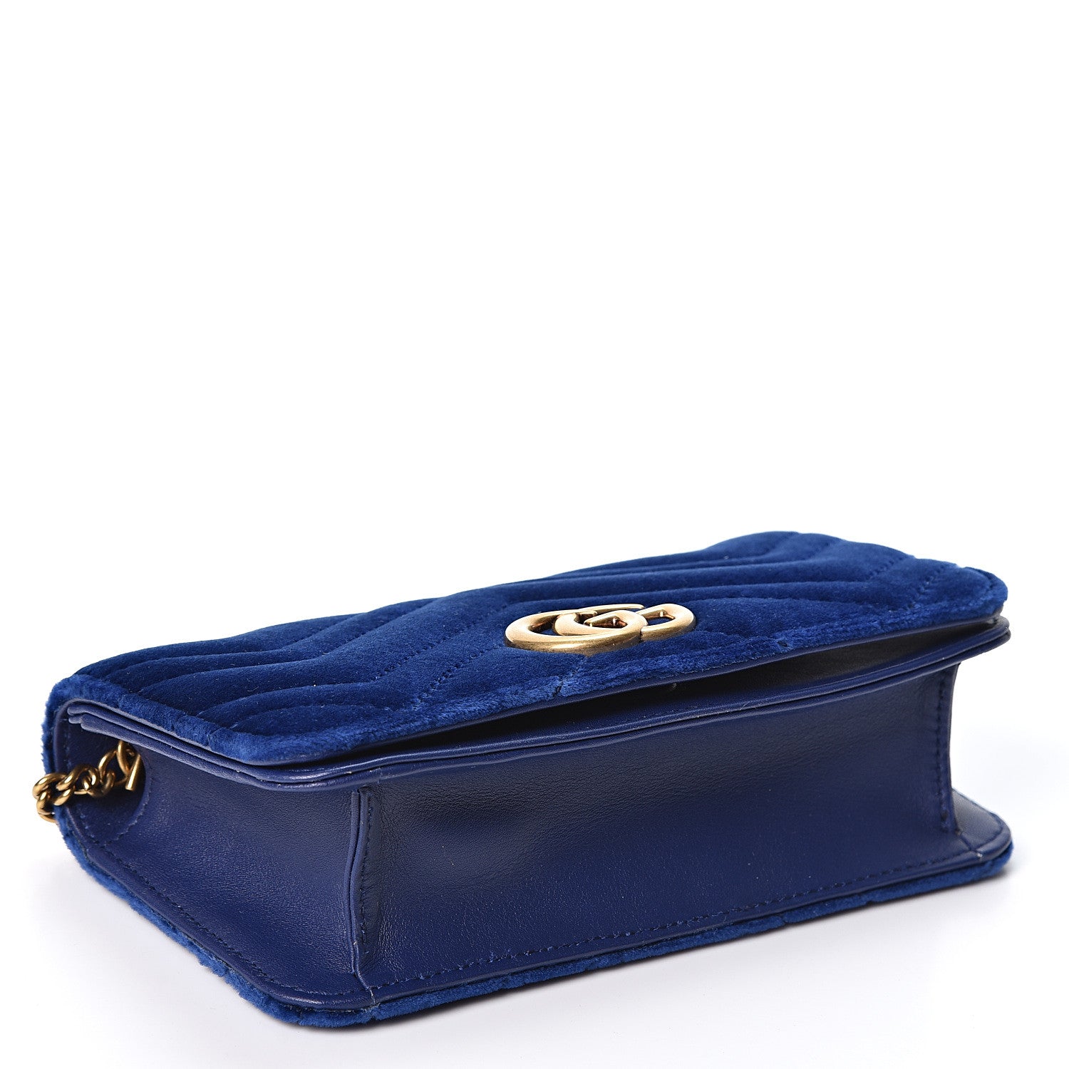 Gucci Velvet Matelasse GG Marmont Mini Bag Cobalt Blue 3 of 9