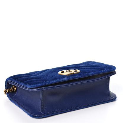 Gucci Velvet Matelasse GG Marmont Mini Bag Cobalt Blue 3 of 9