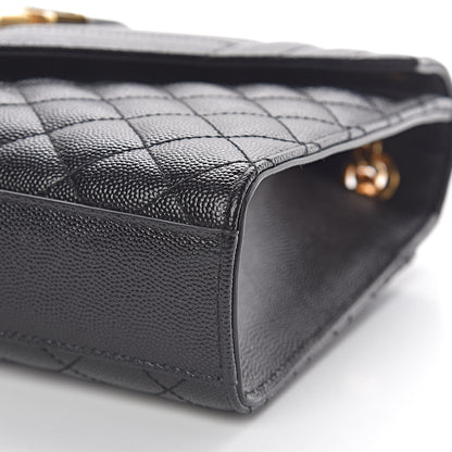 Saint Laurent Grain De Poudre Textured Mixed Matelasse Triquilt Medium Monogram Satchel Black 9 of 10