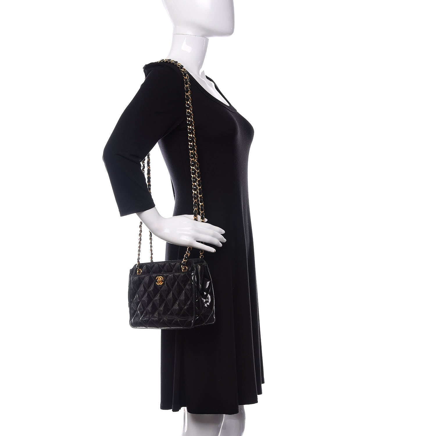 Chanel Patent Quilted Camera Case Black 2 of 16