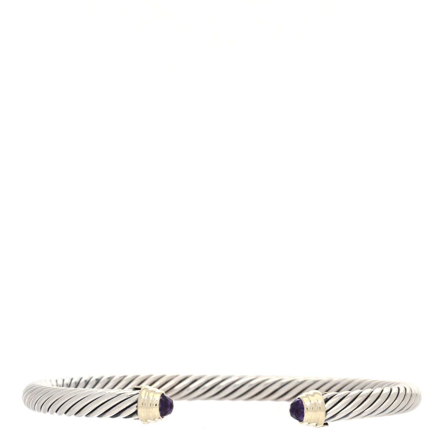 Sterling Silver 14K Yellow Gold Amethyst 5mm Cable Classics Petite Color Bracelet