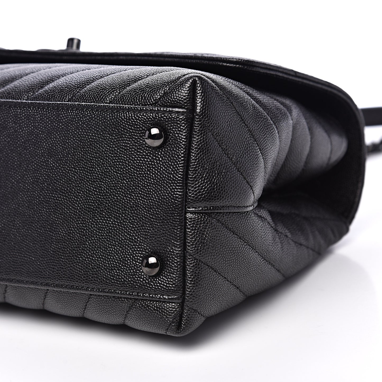 Caviar Chevron Quilted Small Coco Handle Flap So Black