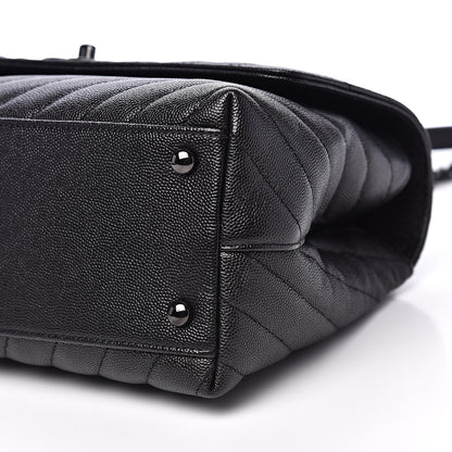 Chanel Caviar Chevron Quilted Small Coco Handle Flap So Black 8 of 10