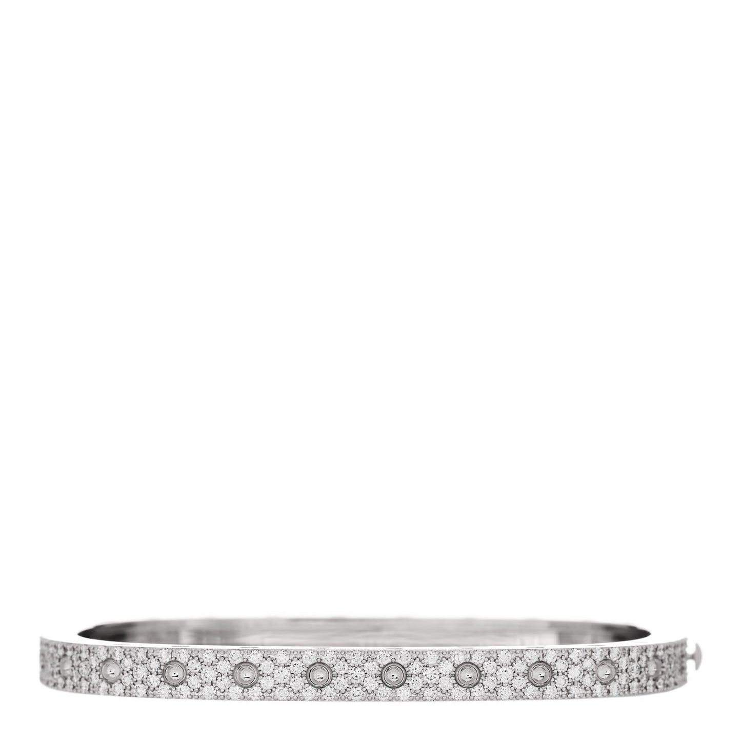 18K White Gold Diamond Pois Moi Single Row Pave Bracelet