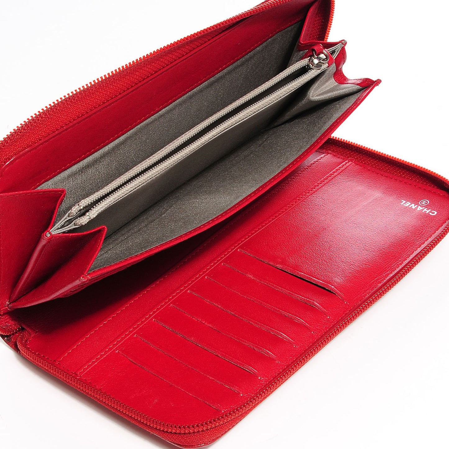 Caviar CC Timeless Large Zip Around Wallet Red