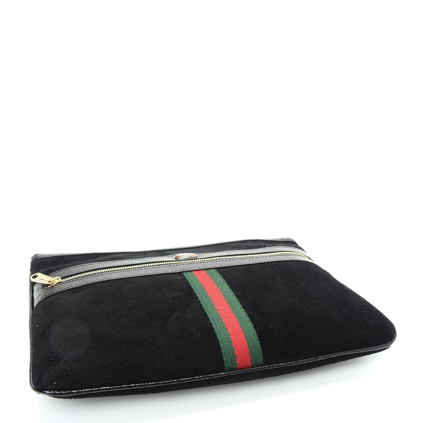 Suede Patent Large Ophidia Pouch Clutch Black