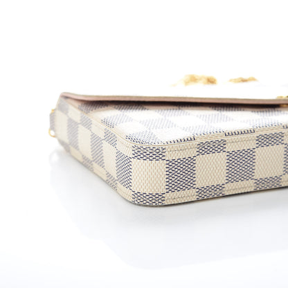 Louis Vuitton Damier Azur Pochette Felicie Chain Wallet Rose Ballerine 9 of 15