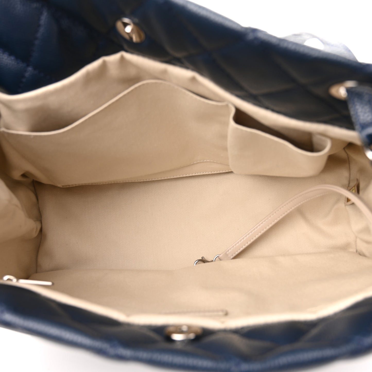 Caviar Quilted Timeless CC Soft Tote Navy Blue
