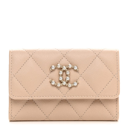 Chanel Caviar Pearl Quilted Coco Candy Flap Card Holder Beige 1 of 8