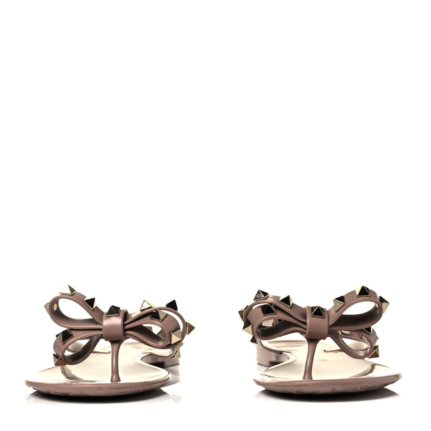 PVC Jelly Rockstud Bow Thong Sandals 37 Poudre