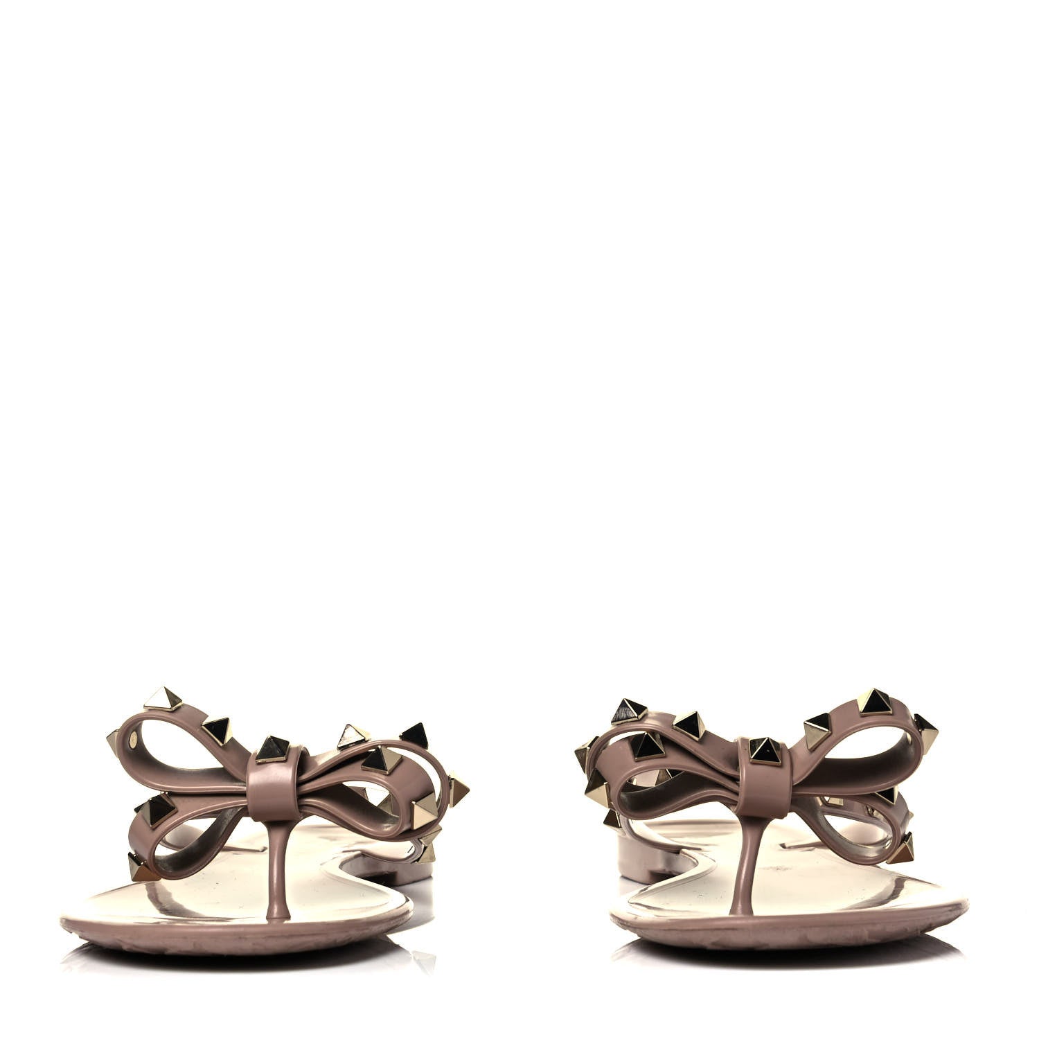 Valentino Garavani PVC Jelly Rockstud Bow Thong Sandals 37 Poudre 2 of 7
