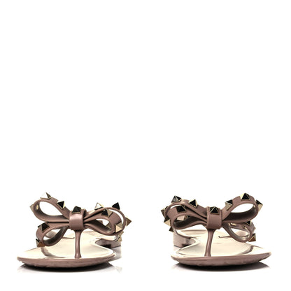 Valentino Garavani PVC Jelly Rockstud Bow Thong Sandals 37 Poudre 2 of 7