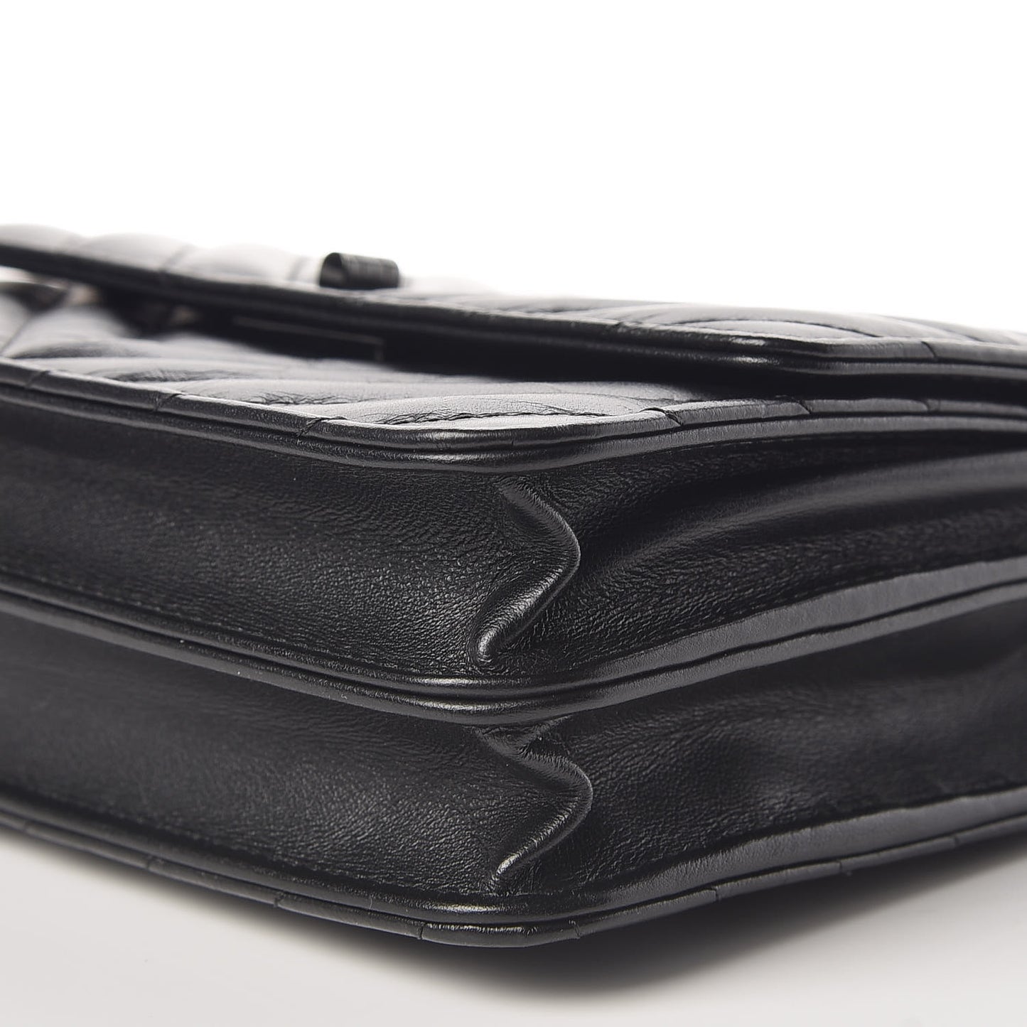 Aged Calfskin Chevron Quilted Reissue 2.55 Square Wallet On Chain WOC So Black