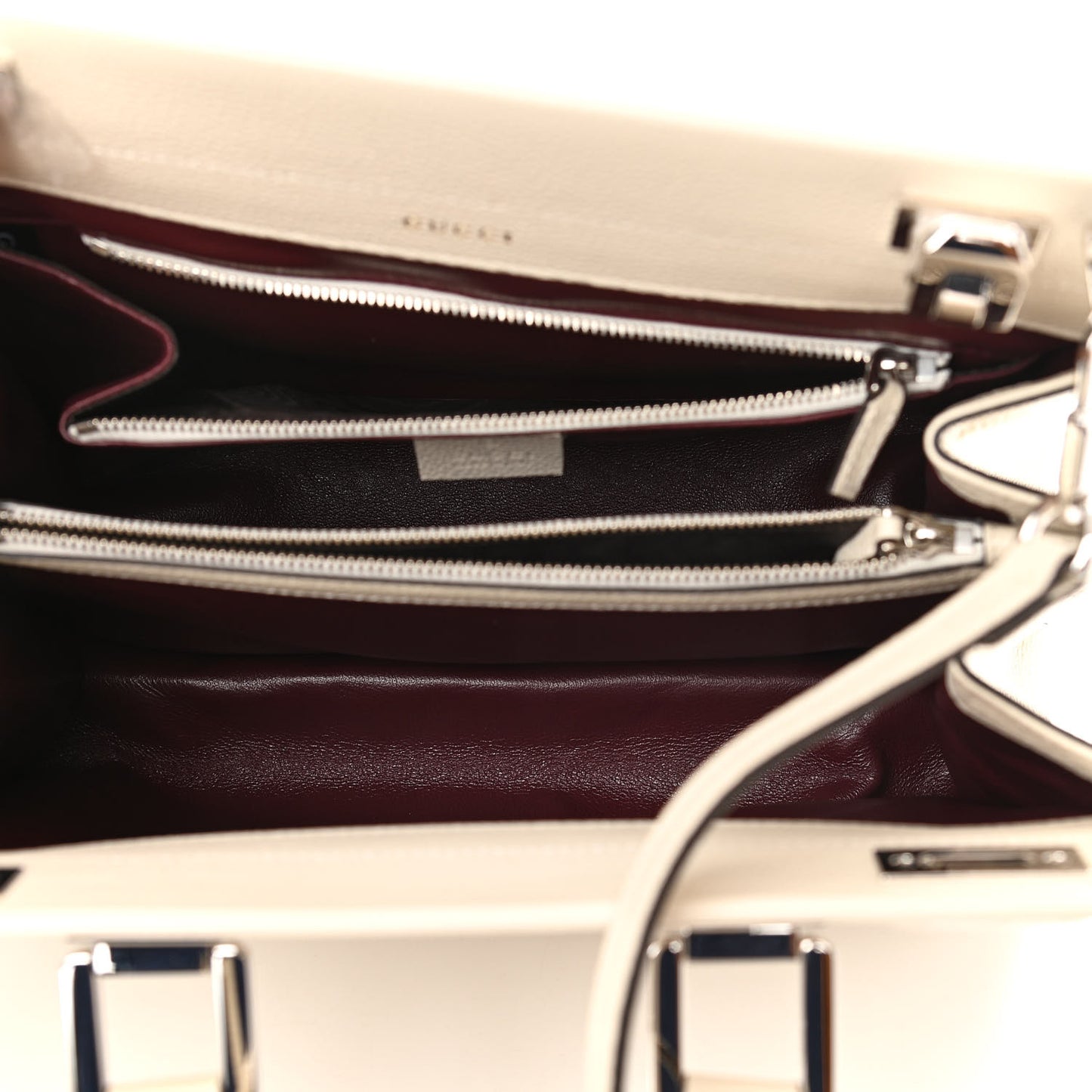 Grainy Calfskin Small Zumi Top Handle Bag Mystic White