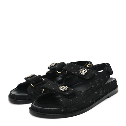 Chanel Denim Printed Dad Sandals 38.5 Black 4 of 11