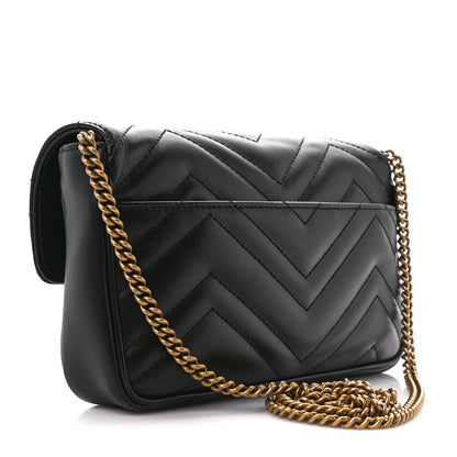 Gucci Calfskin Matelasse Mini GG Marmont Shoulder Bag With Case Black White 4 of 13