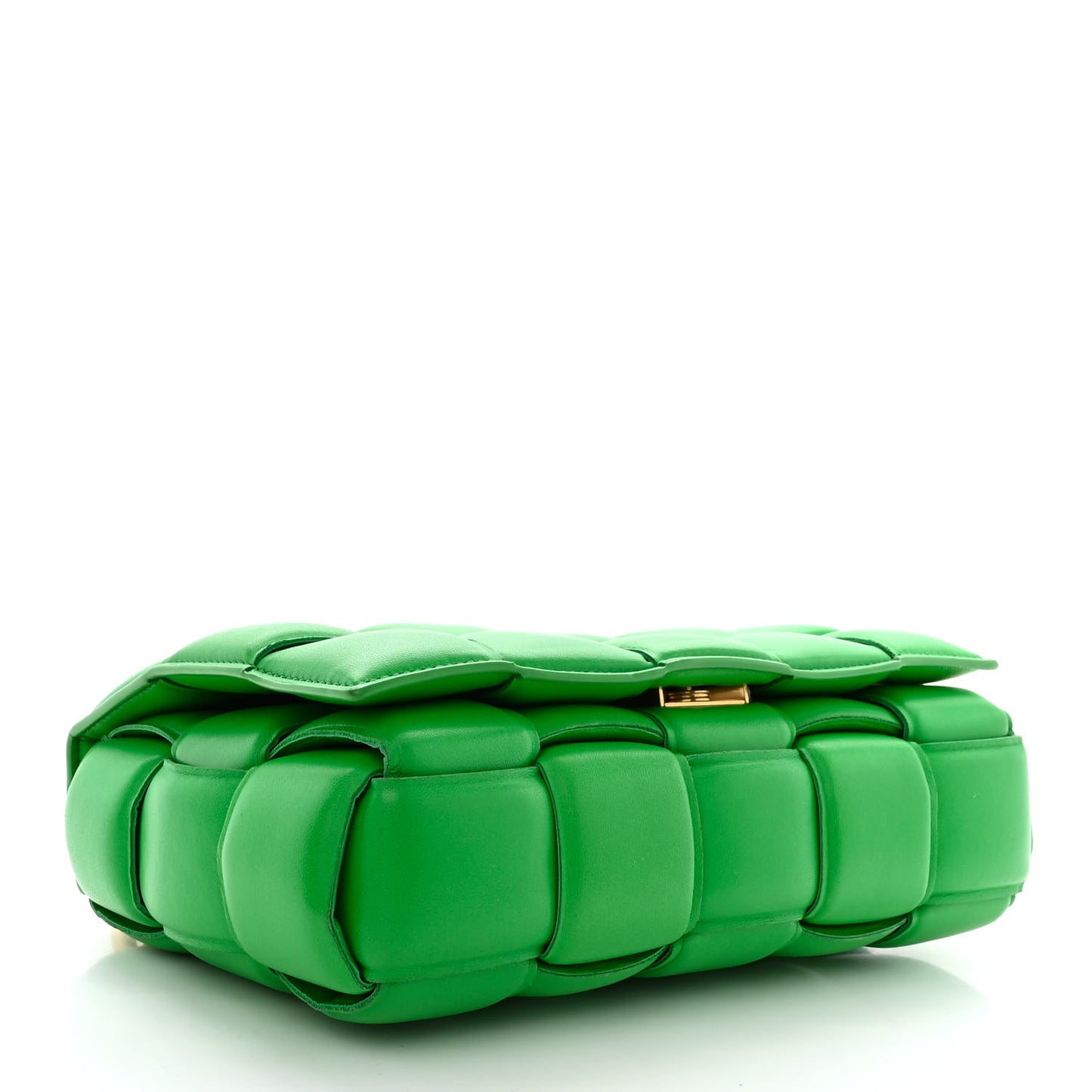 Lambskin Maxi Intreccio Padded Chain Cassette Crossbody Bag Grass