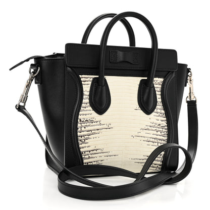Celine Lizard Smooth Calfskin Nano Luggage Natural Black 3 of 9