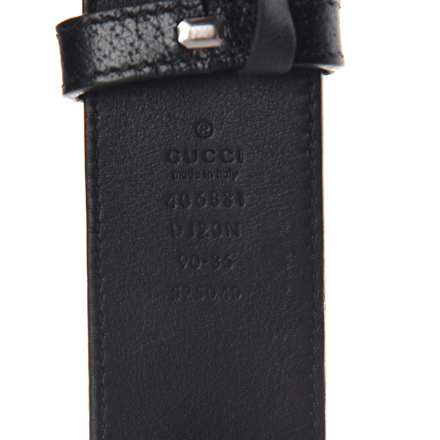 Gucci Textured Dollar Calfskin Nickel Double G 40mm Belt 90 36 Black 4 of 6