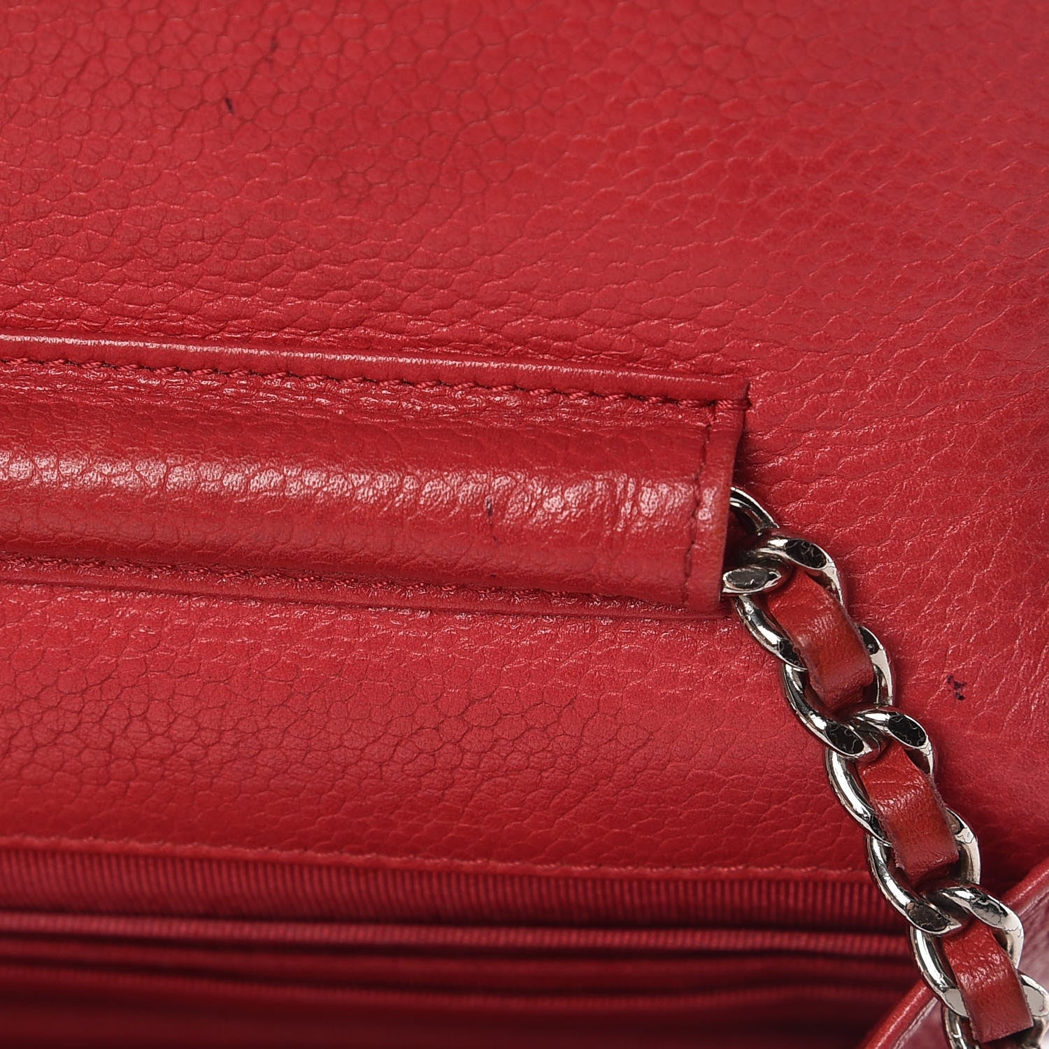 Chanel Caviar Quilted Wallet on Chain WOC Red 13 of 18